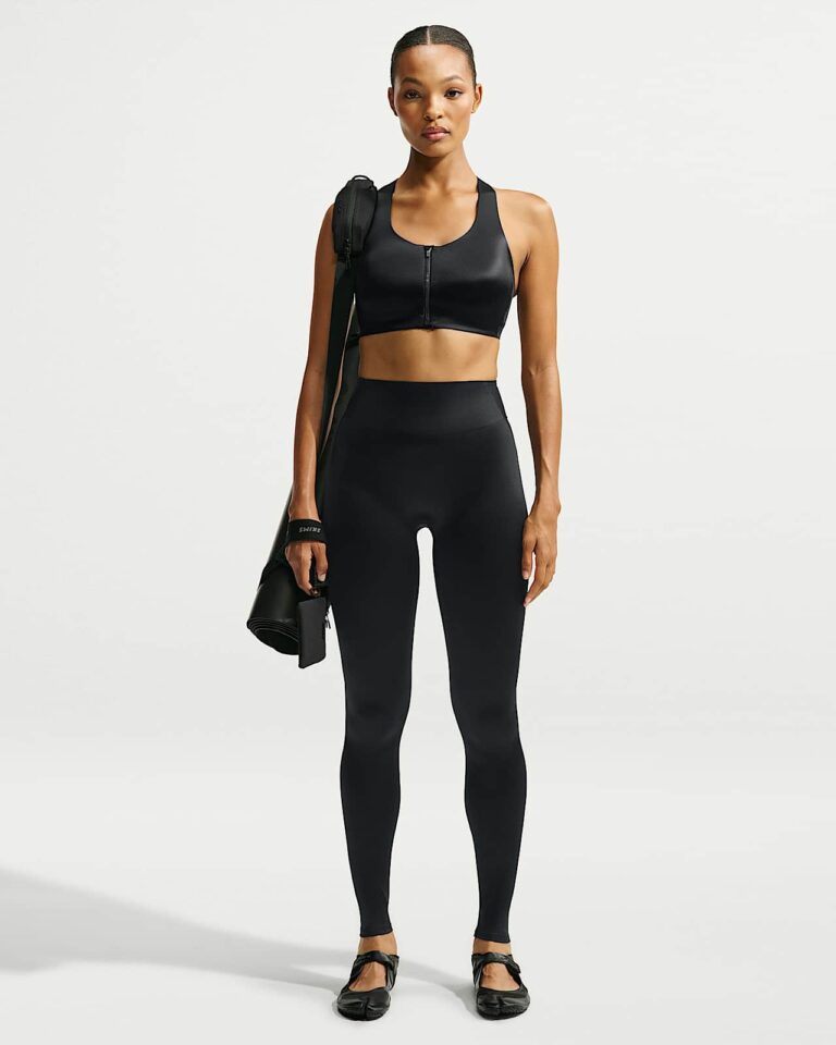 Топ NikeSKIMS Satin Shine Front-Zip Bra «Obsidian» Женская