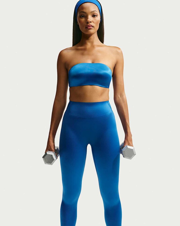 Леггинсы NikeSKIMS Satin Shine High-Waisted Bonded 26″ Leggings «Cobalt» Женская