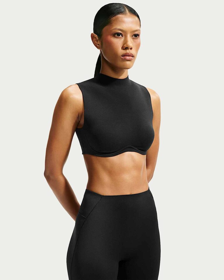 Топ NikeSKIMS Studio Stretch Light-Support Mock Neck Sports Bra «Obsidian» Женская