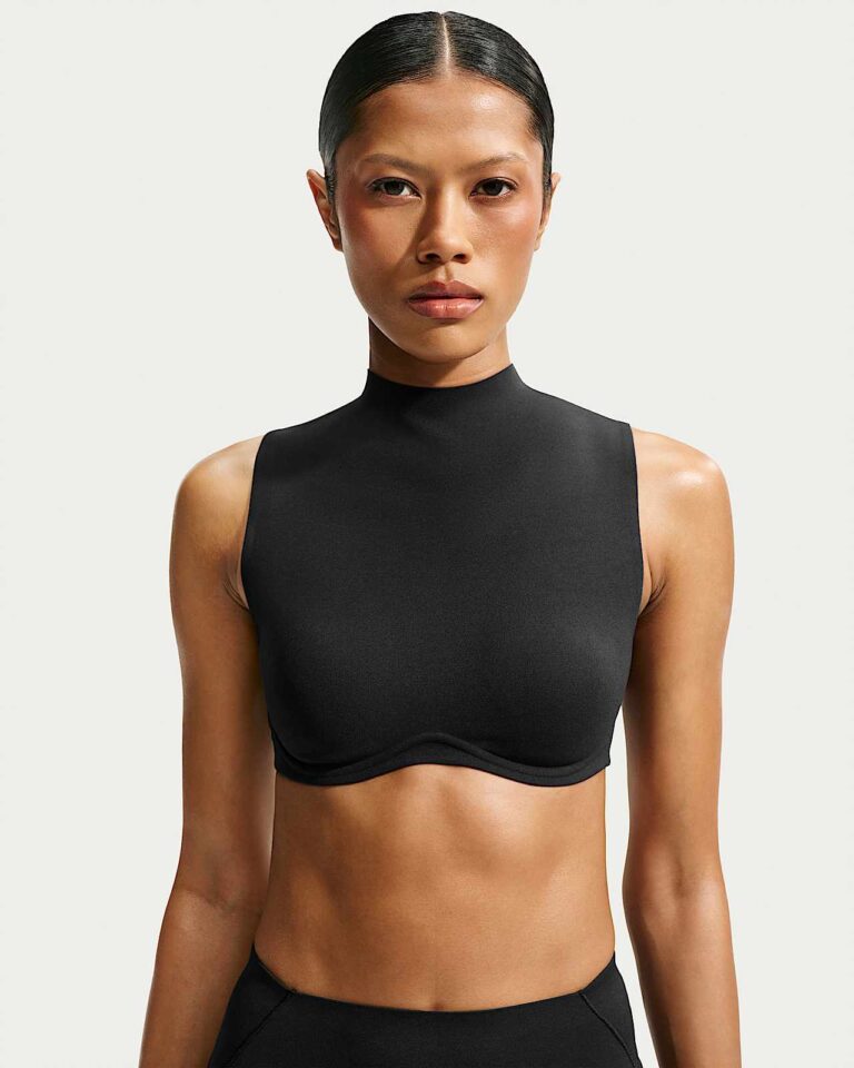 Топ NikeSKIMS Studio Stretch Light-Support Mock Neck Sports Bra «Obsidian» Женская