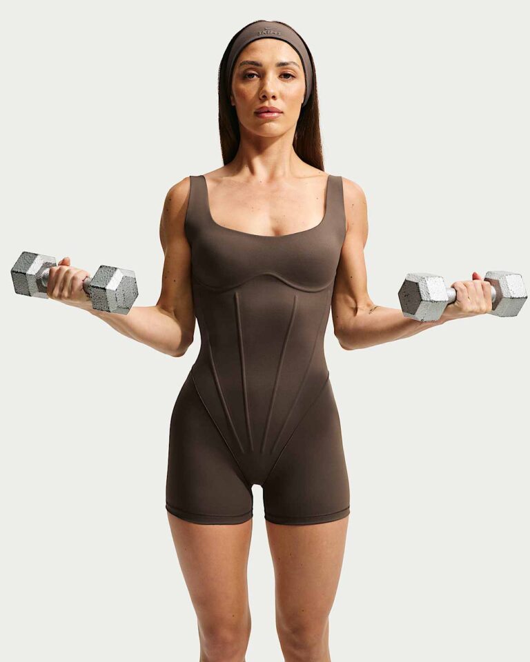 Боди NikeSKIMS Matte Corset 3″ Bodysuit «Dark Sepia» Женская