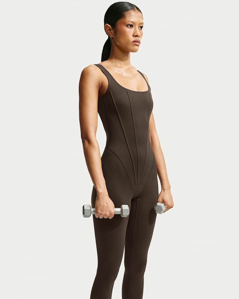 Боди NikeSKIMS Matte Corset 29″ Bodysuit «Dark Sepia» Женская