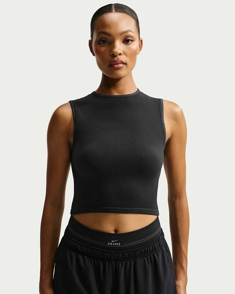 Майка NikeSKIMS Ribbed Seamless Muscle Tank «Obsidian/Armor» Женская