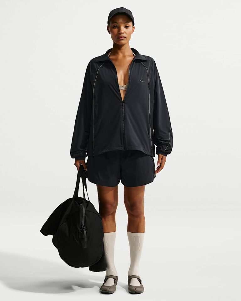 Куртка NikeSKIMS Stretch Nylon Oversized Jacket «Obsidian/Olive Grey» Женская