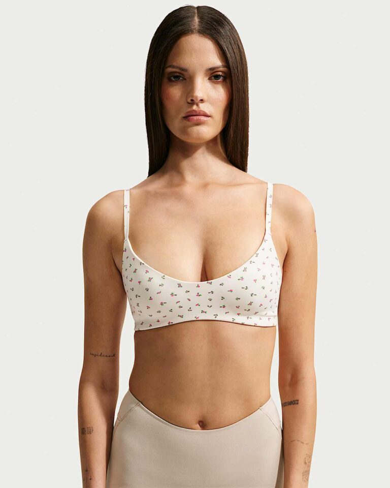 Топ NikeSKIMS Matte Printed Micro-Scoop Bra «Actv Ivory/Flamingo» Женская