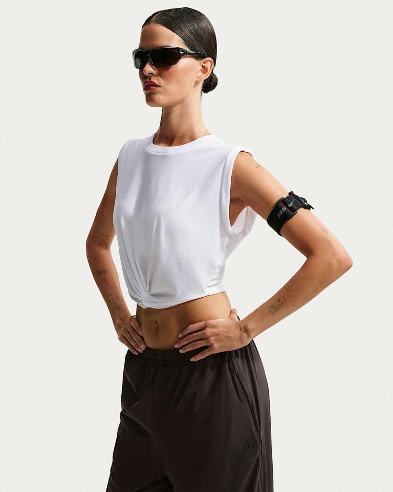 Майка NikeSKIMS Performance Cotton Blend Cropped Twist Tank Top «Snow» Женская