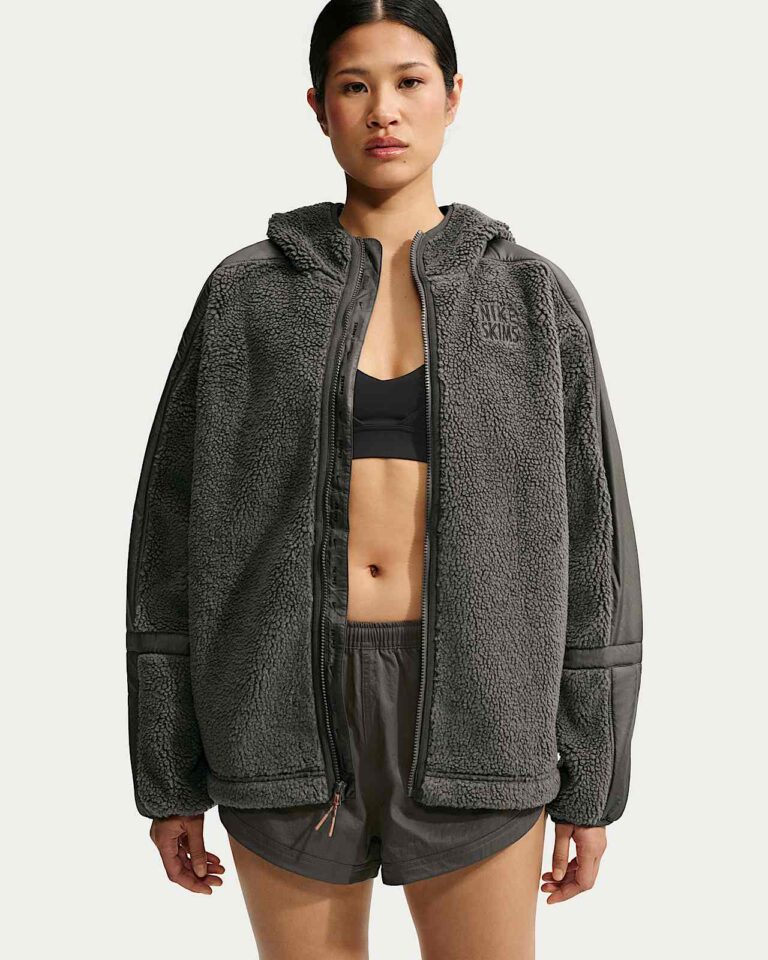 Куртка NikeSKIMS Sherpa Oversized Full-Zip Hooded Jacket «Boulder/Obsidian» Женская
