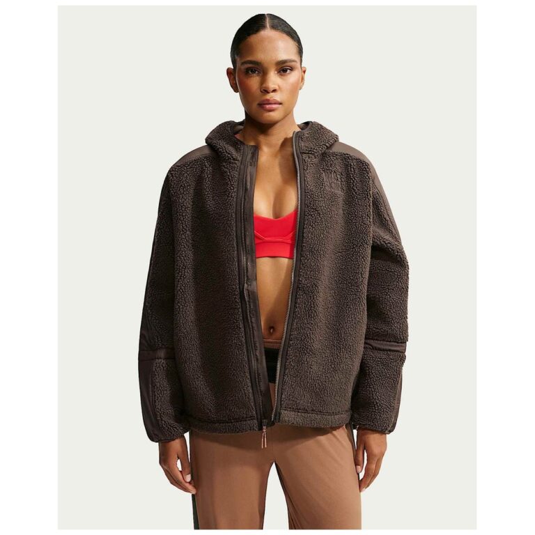 Куртка NikeSKIMS Sherpa Oversized Full-Zip Hooded Jacket «Dark Sepia» Женская