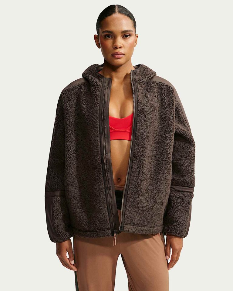 Куртка NikeSKIMS Sherpa Oversized Full-Zip Hooded Jacket «Dark Sepia» Женская