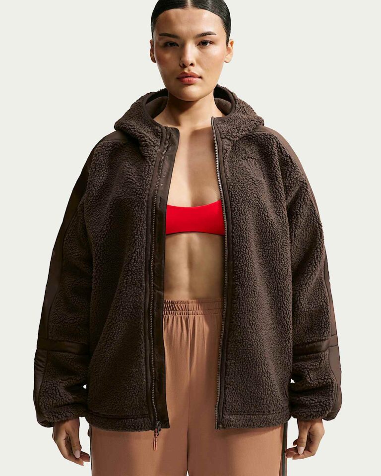 Куртка NikeSKIMS Sherpa Oversized Full-Zip Hooded Jacket «Dark Sepia» Женская