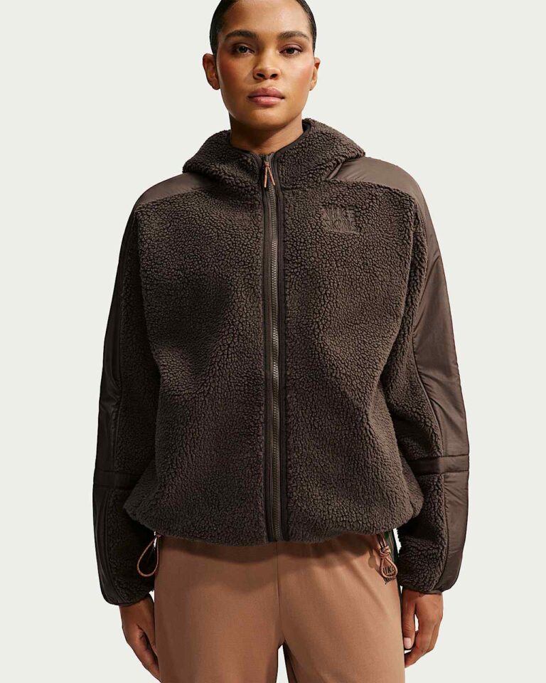 Куртка NikeSKIMS Sherpa Oversized Full-Zip Hooded Jacket «Dark Sepia» Женская