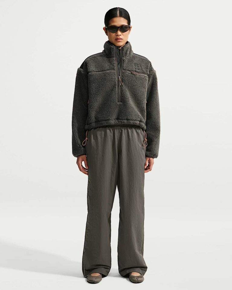 Куртка NikeSKIMS Sherpa Oversized 3/4-Zip Jacket «Boulder/Obsidian» Женская