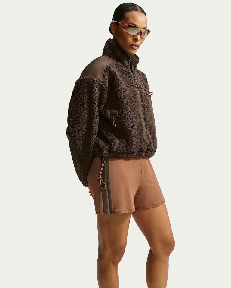 Куртка NikeSKIMS Sherpa Oversized 3/4-Zip Jacket «Dark Sepia» Женская