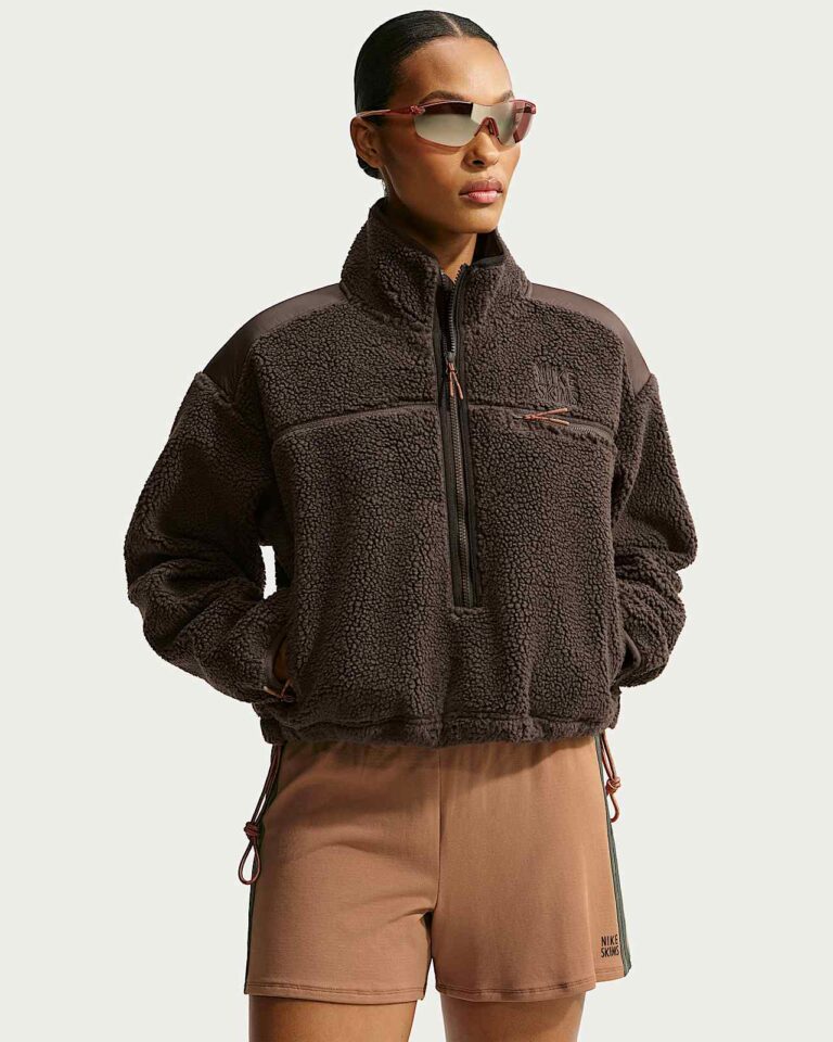 Куртка NikeSKIMS Sherpa Oversized 3/4-Zip Jacket «Dark Sepia» Женская
