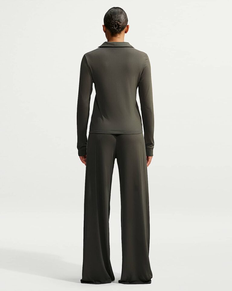 Лонгслив NikeSKIMS Stretch Knit Long-Sleeve Polo Top «Boulder/Ecru» Женская