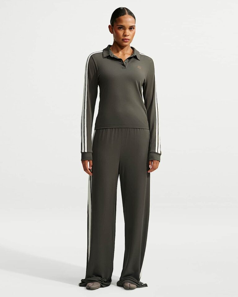 Лонгслив NikeSKIMS Stretch Knit Long-Sleeve Polo Top «Boulder/Ecru» Женская