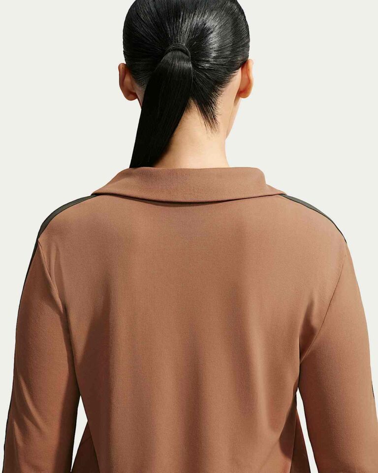 Лонгслив NikeSKIMS Stretch Knit Long-Sleeve Polo Top «Carob Brown/Boulder» Женская