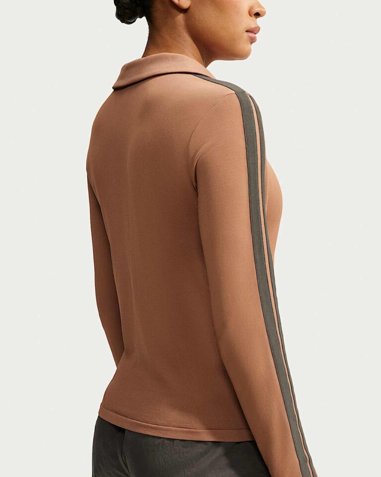 Лонгслив NikeSKIMS Stretch Knit Long-Sleeve Polo Top «Carob Brown/Boulder» Женская