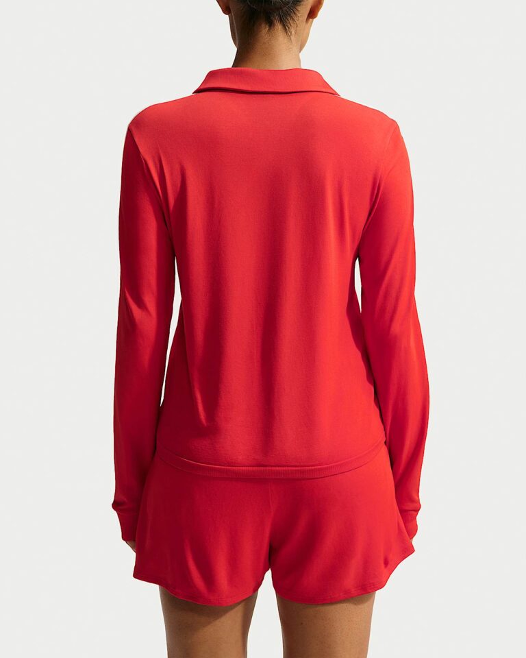 Лонгслив NikeSKIMS Stretch Knit Long-Sleeve Polo Top «Sport Red/Ecru» Женская