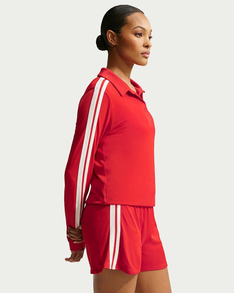Лонгслив NikeSKIMS Stretch Knit Long-Sleeve Polo Top «Sport Red/Ecru» Женская