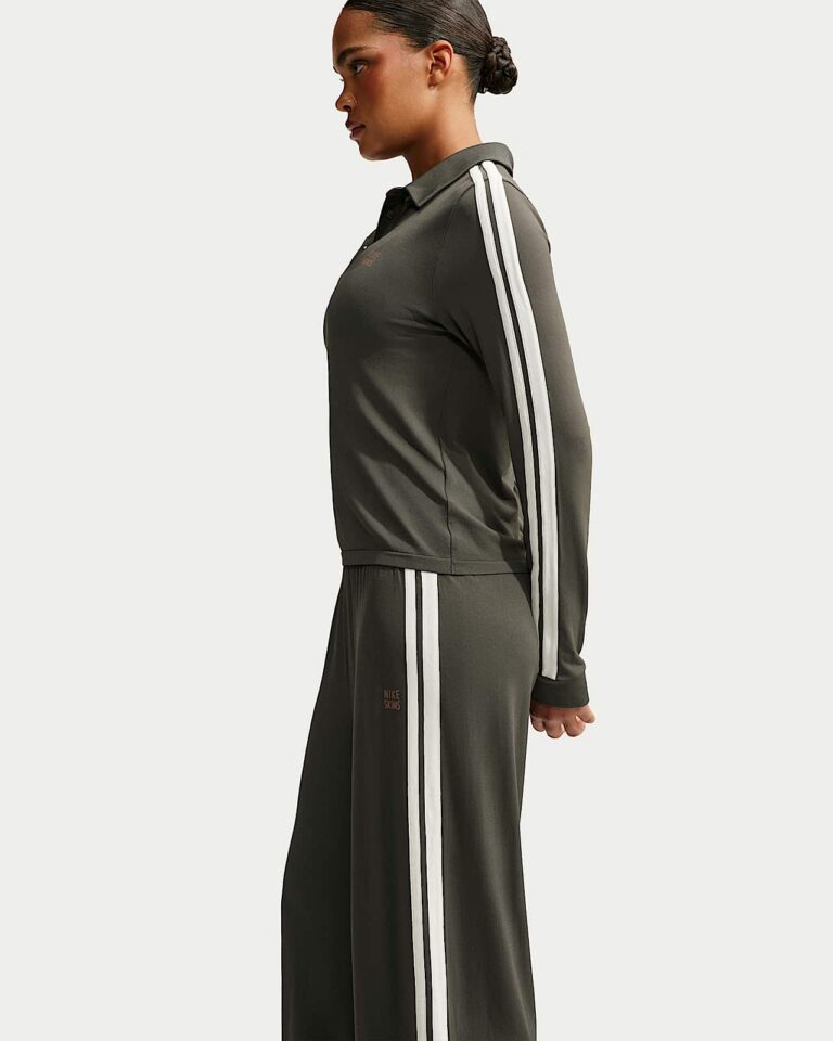 Брюки NikeSKIMS Stretch Knit Oversized Wide-Leg Pants «Boulder/Ecru» Женская