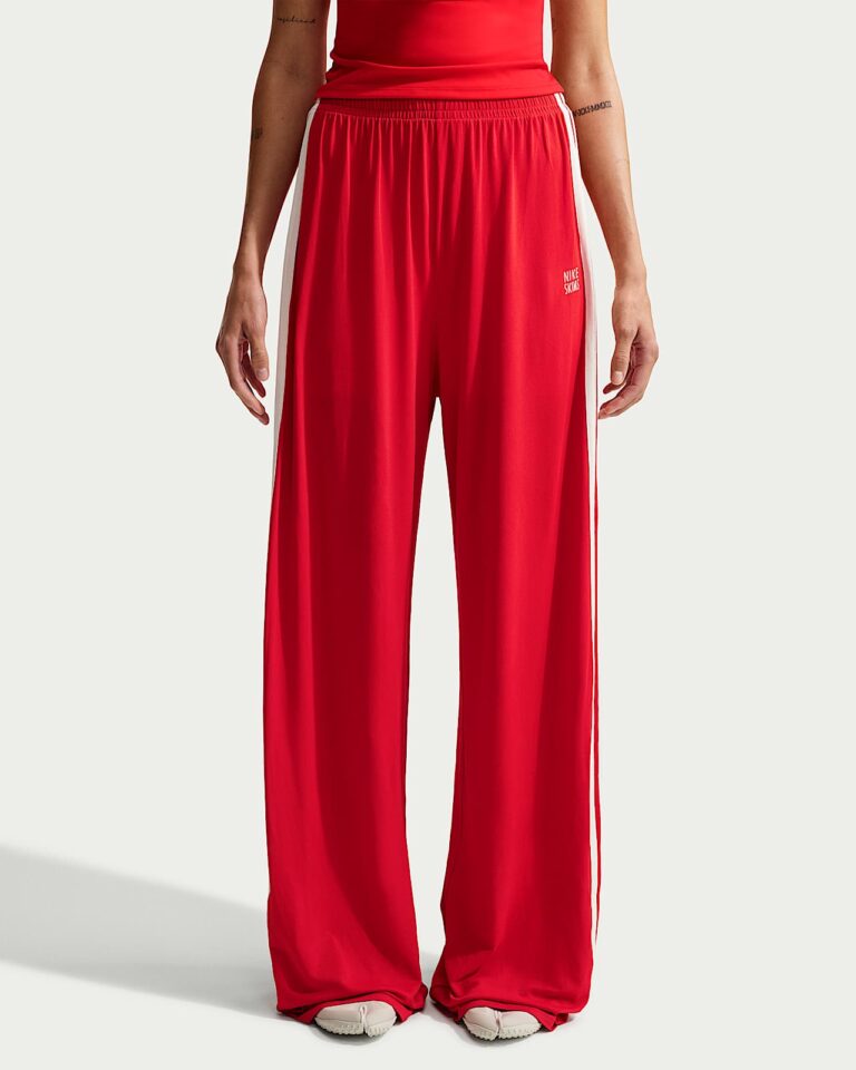 Брюки NikeSKIMS Stretch Knit Oversized Wide-Leg Pants «Sport Red/Ecru» Женская