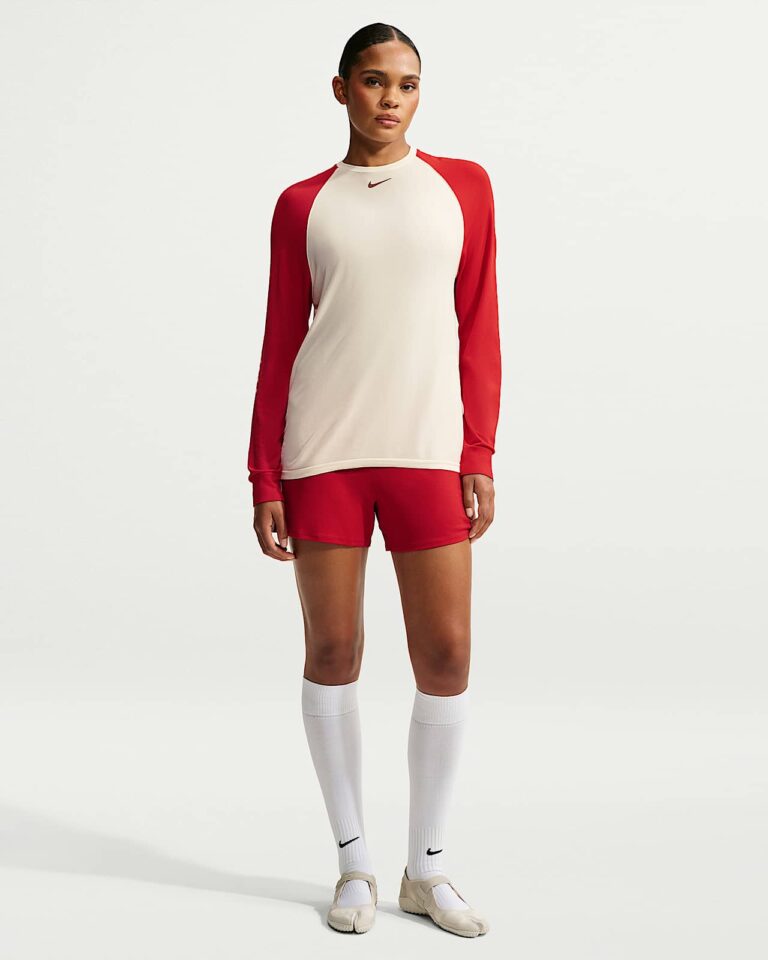 Лонгслив NikeSKIMS Stretch Knit Long-Sleeve Top «Ecru/Sport Red» Женская