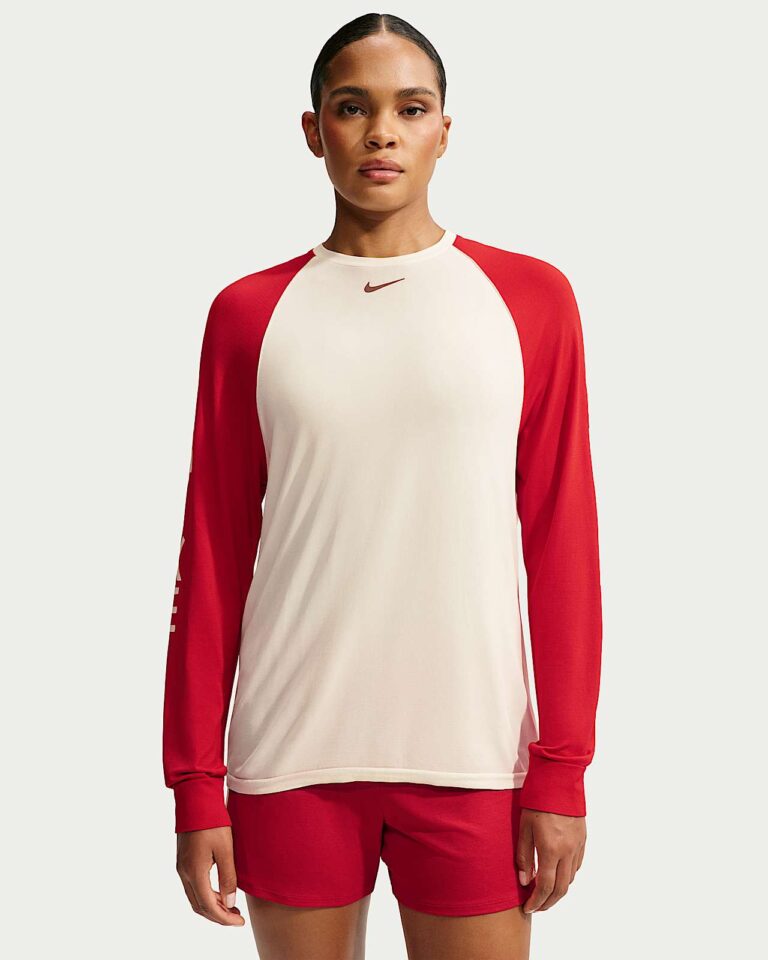 Лонгслив NikeSKIMS Stretch Knit Long-Sleeve Top «Ecru/Sport Red» Женская