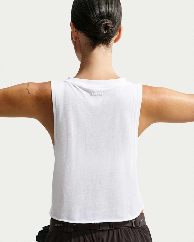 Майка NikeSKIMS Performance Cotton Blend Cropped Tank Top «Snow» Женская