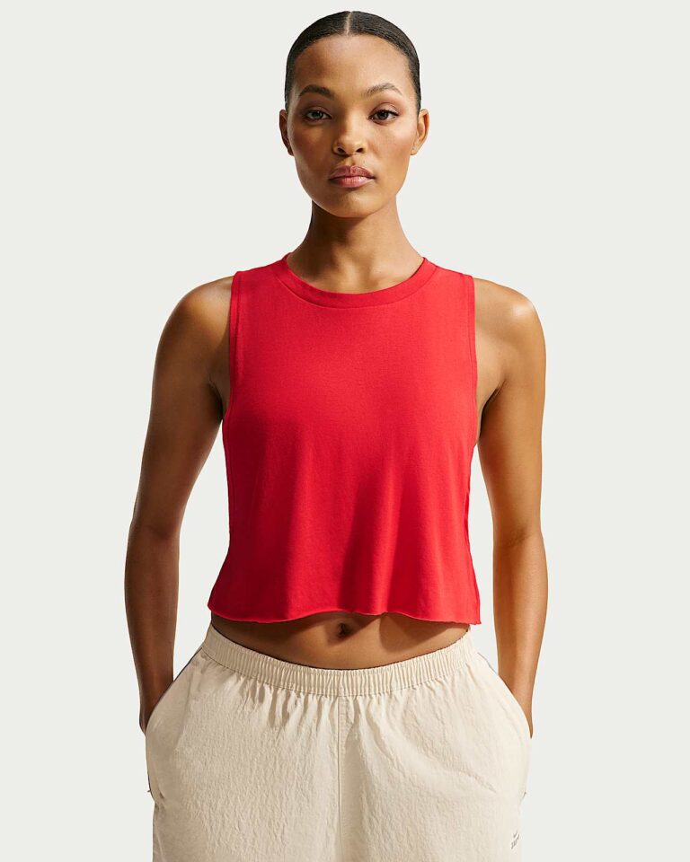Майка NikeSKIMS Performance Cotton Blend Cropped Tank Top «University Red» Женская